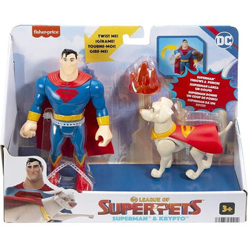Fisher-Price DC League of Super-Pets Superman Krypto, Set of 2 poseable Figures with Accessory