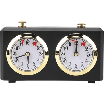 Analog Chess Clock Timer, Professional Wind Up Mechanical Chess Timer - Dark Wood