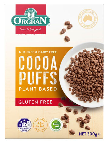 Orgran Cocoa Puffs Plant Based Cereal G/F 300g