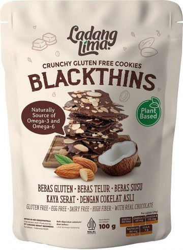Ladang Lima Blackthins Chocolate Coconut & Almond Thins G/F 100g