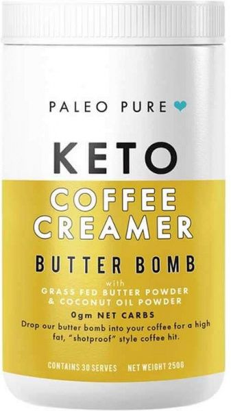 Paleo Pure Keto Coffee Creamer Butter Bomb with Grass Fed Butter & Coconut Oil Powder 250g