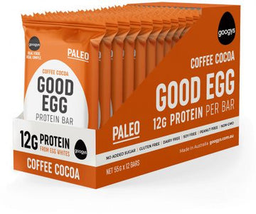 Googys Natural Paleo Protein Bar Coffee Cocoa G/F 12x55g