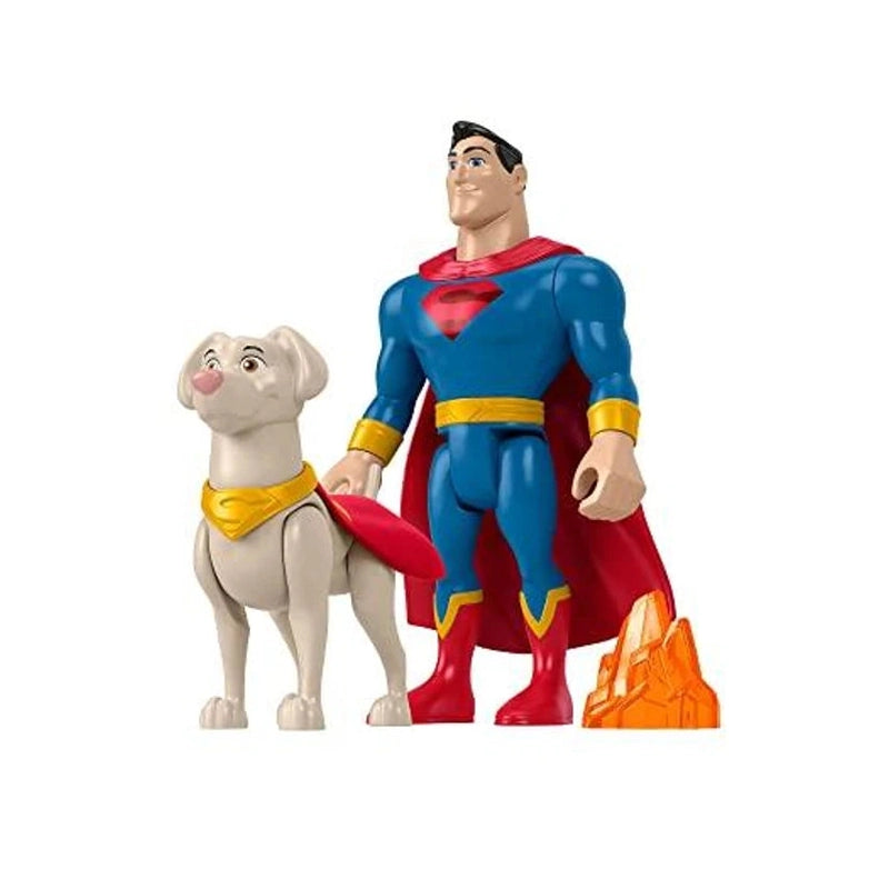 Fisher-Price DC League of Super-Pets Superman Krypto, Set of 2 poseable Figures with Accessory
