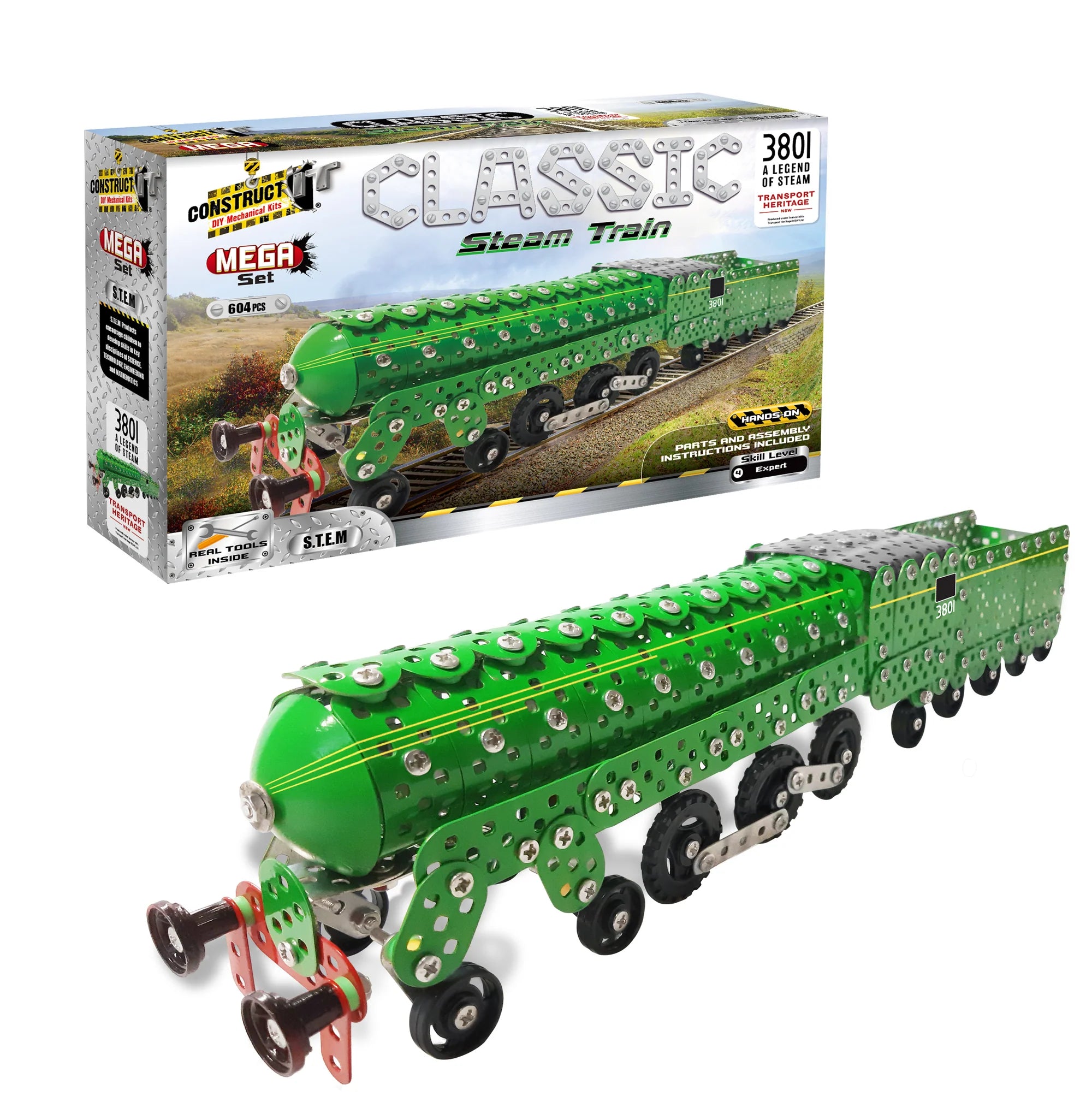 3801 Steam Train Mega Set by Construct IT โ Variety World