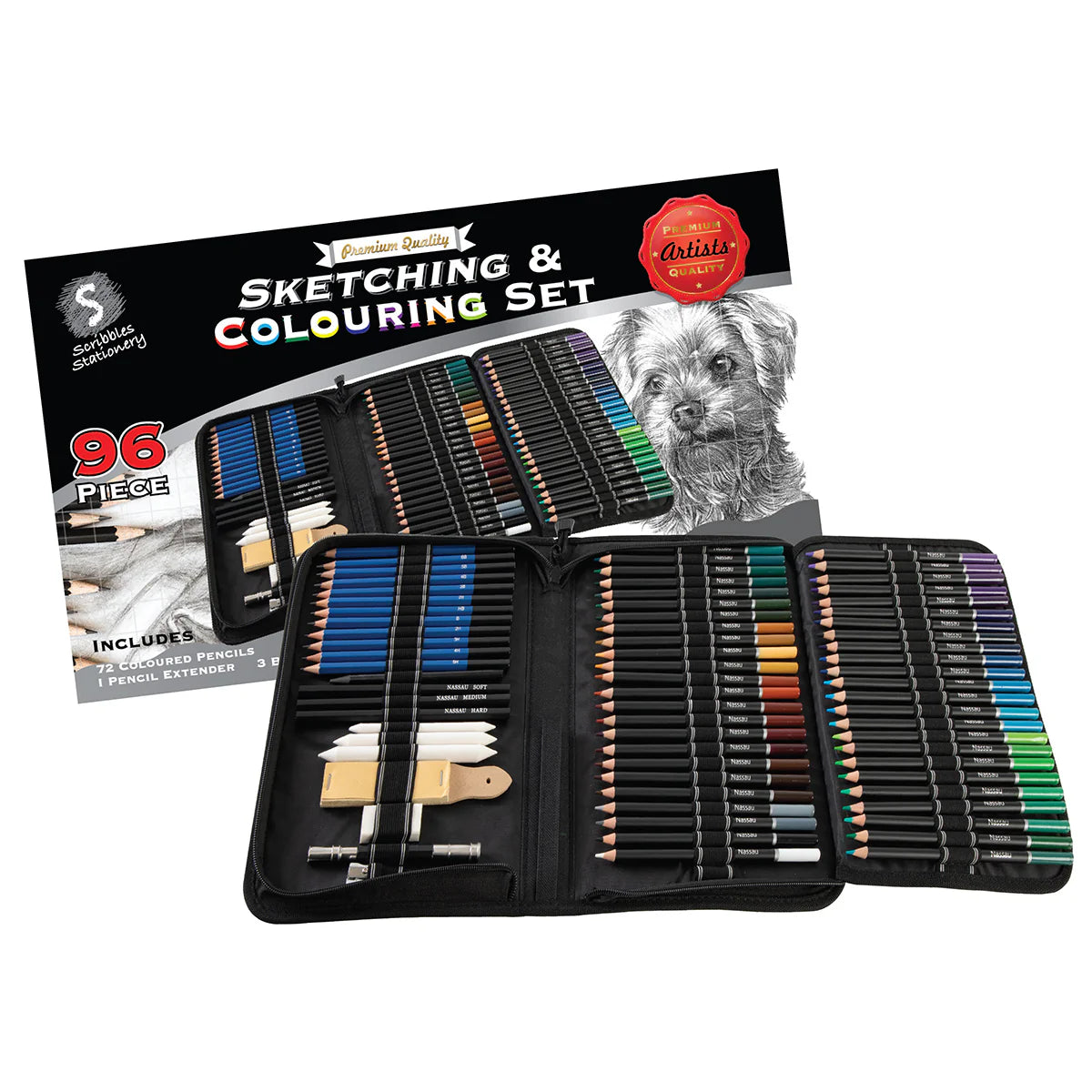 96 Piece Sketching and Colouring Set by Scribbles Stationery