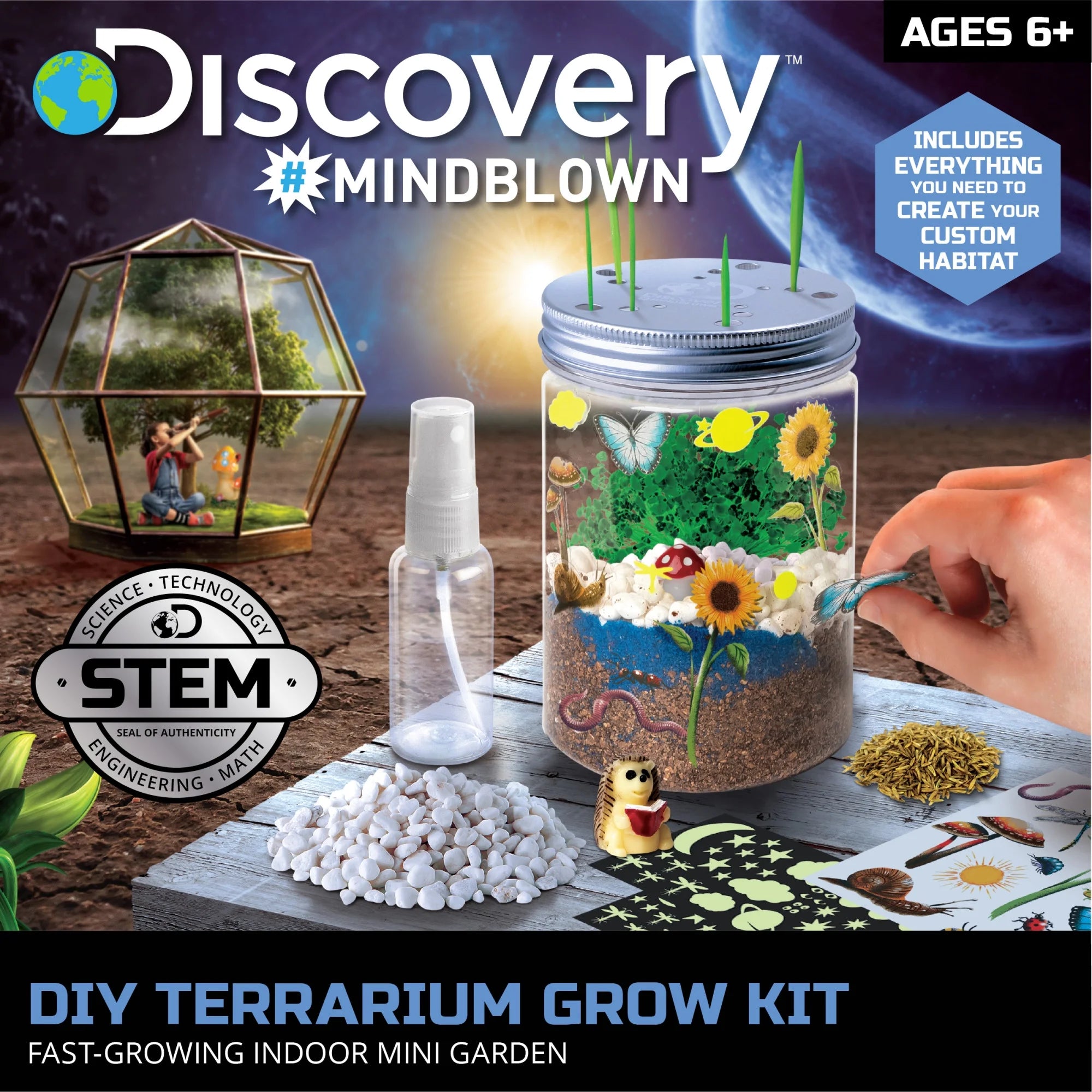 Discovery™ #Mindblown Indoor DIY Terrarium Grow Kit, Multi-color (12 Pieces)