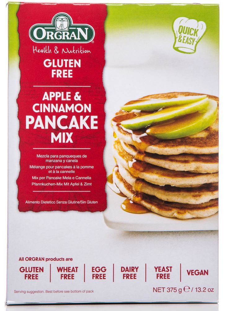 Orgran Apple/Cinnamon Pancake Mix 375gm