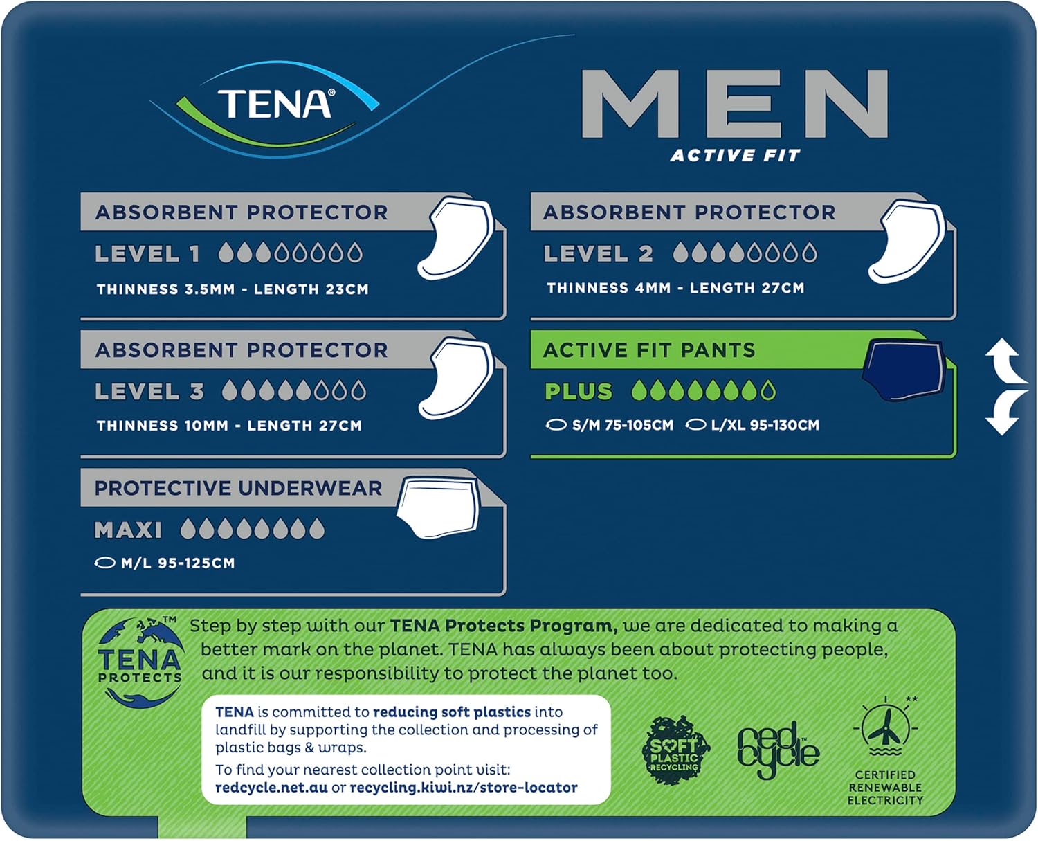 TENA Men Active Fit Pant Plus Navy - Small/Medium - 9 Pack