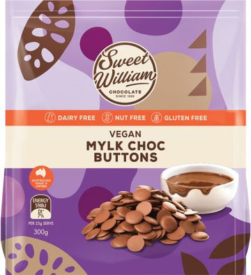 Sweet William Choc Baking Buttons G/F 300g