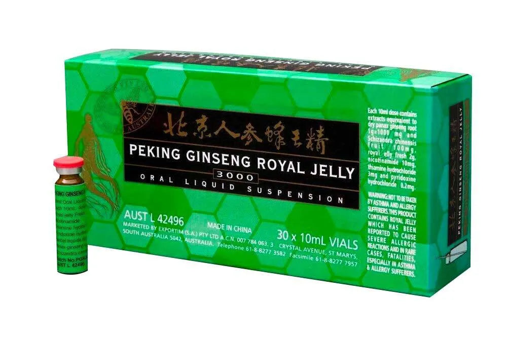 Peking Royal Jelly ORGANIC 3000 Ginseng Green ( 30 x 10ml)
