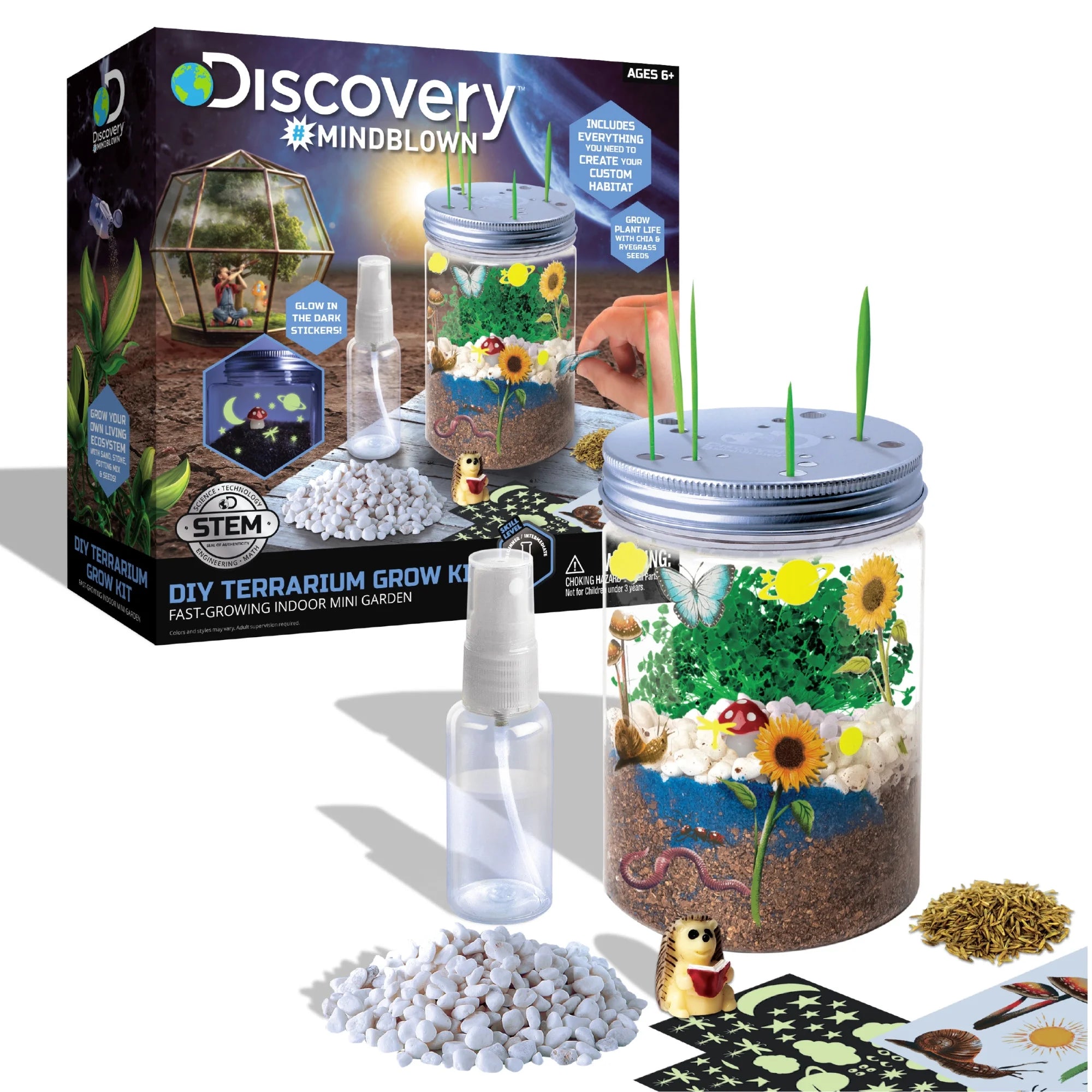 Discovery™ #Mindblown Indoor DIY Terrarium Grow Kit, Multi-color (12 Pieces)
