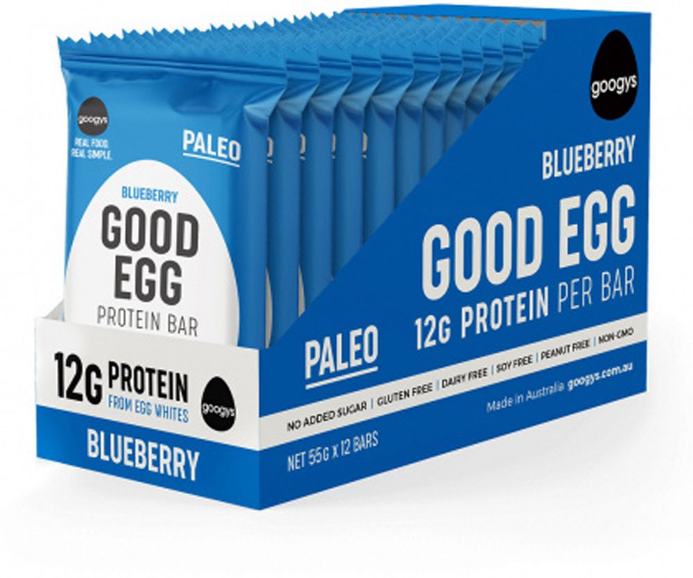 Googys Natural Paleo Protein Bar Blueberry 12x55g
