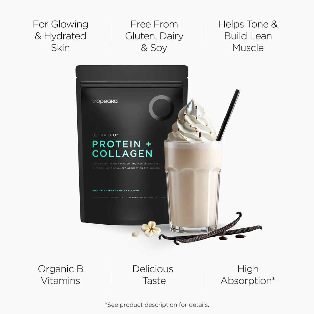Tropeaka Protein + Collagen Smooth & Creamy Vanilla 510g