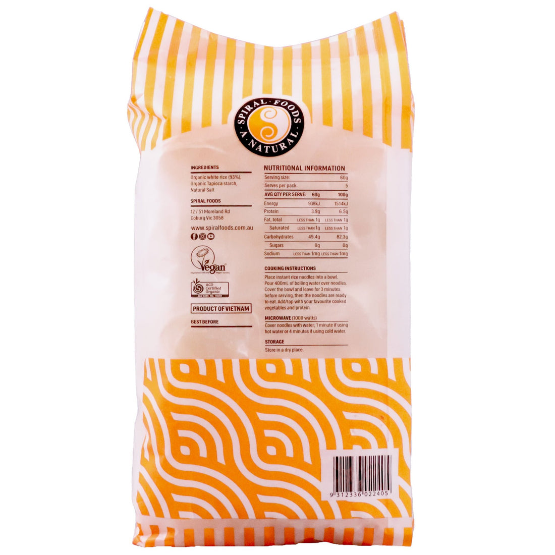 Spiral Foods Organic Instant Rice Noodles 60g (5 Packs)
