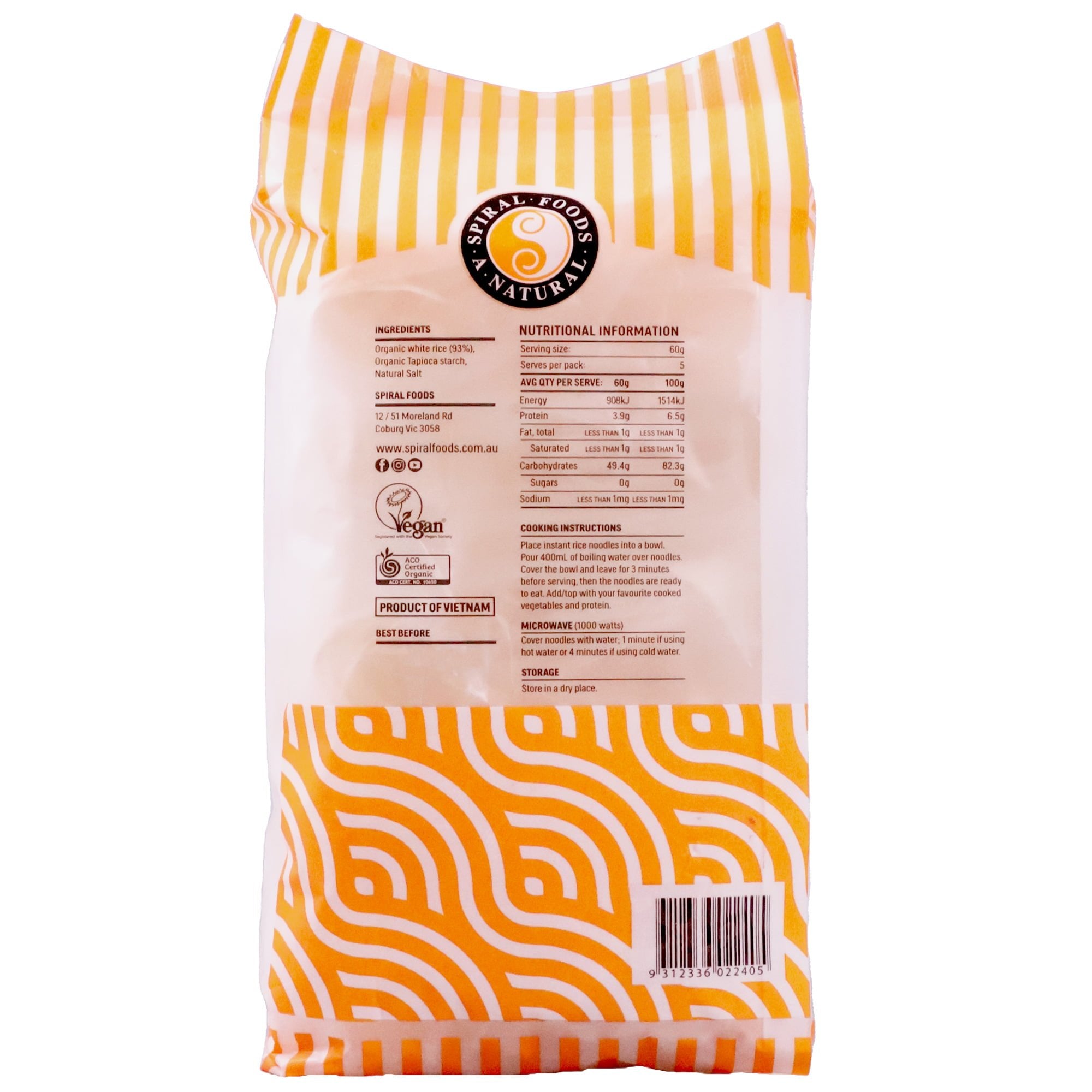 Spiral Foods Organic Instant Rice Noodles 60g (5 Packs)