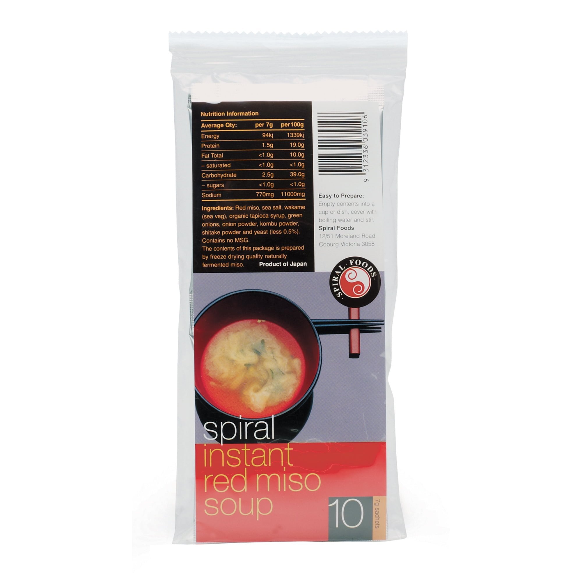 Spiral Foods Instant Red Miso Soup 7g - 10 Pack