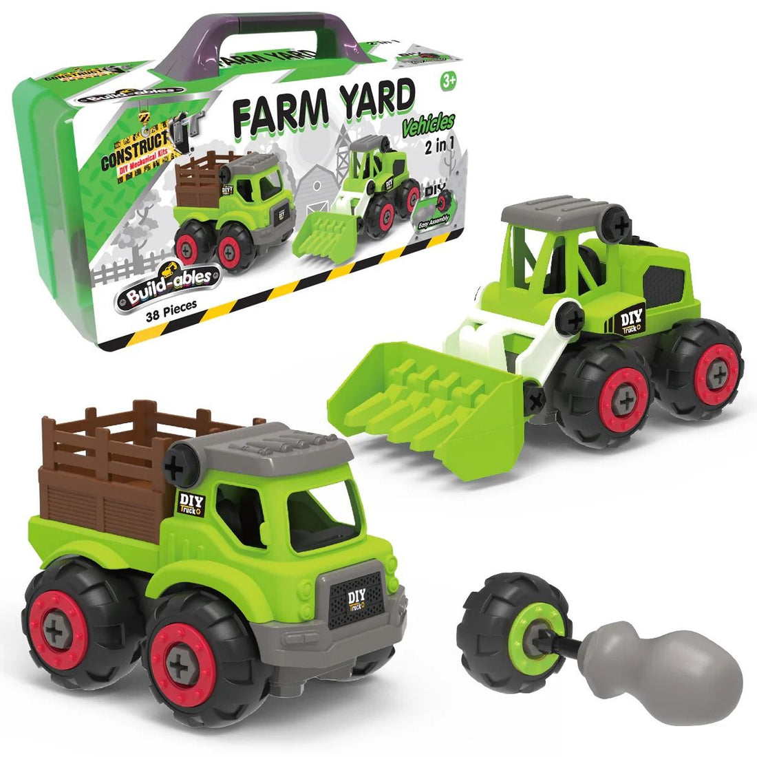 Construct It DIY Mechanical Kit Build-ables Plus Farm Yard Vehicles 2 in 1