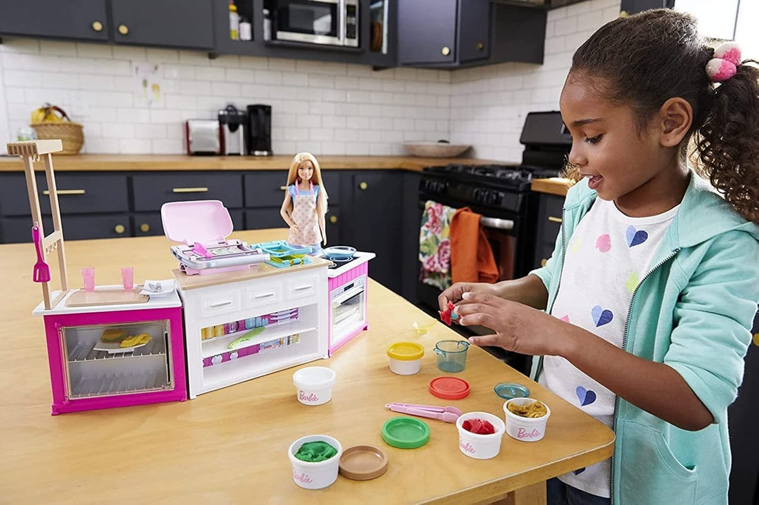 Barbie Kitchen Playset with Doll, Lights & Sounds